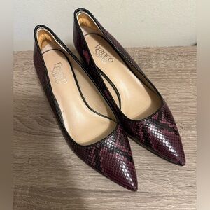 Franco Sarto Burgundy Snakeskin Heels